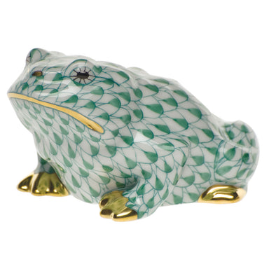 Herend Fishnet Green Frog  1.75"h