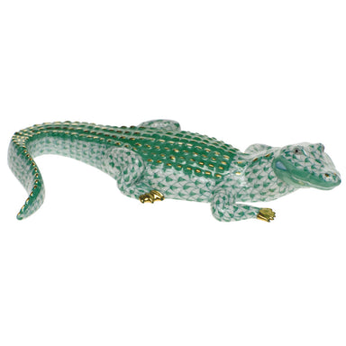 Herend Fishnet Green Alligator  8.5"l