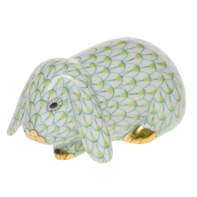 Herend Fishnet Lime Green Lop Ear Bunny 3.5"l X 1.5"h