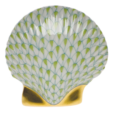 Herend Fishnet Lime Green Miniature Scallop 2.25"l X 2.25"w