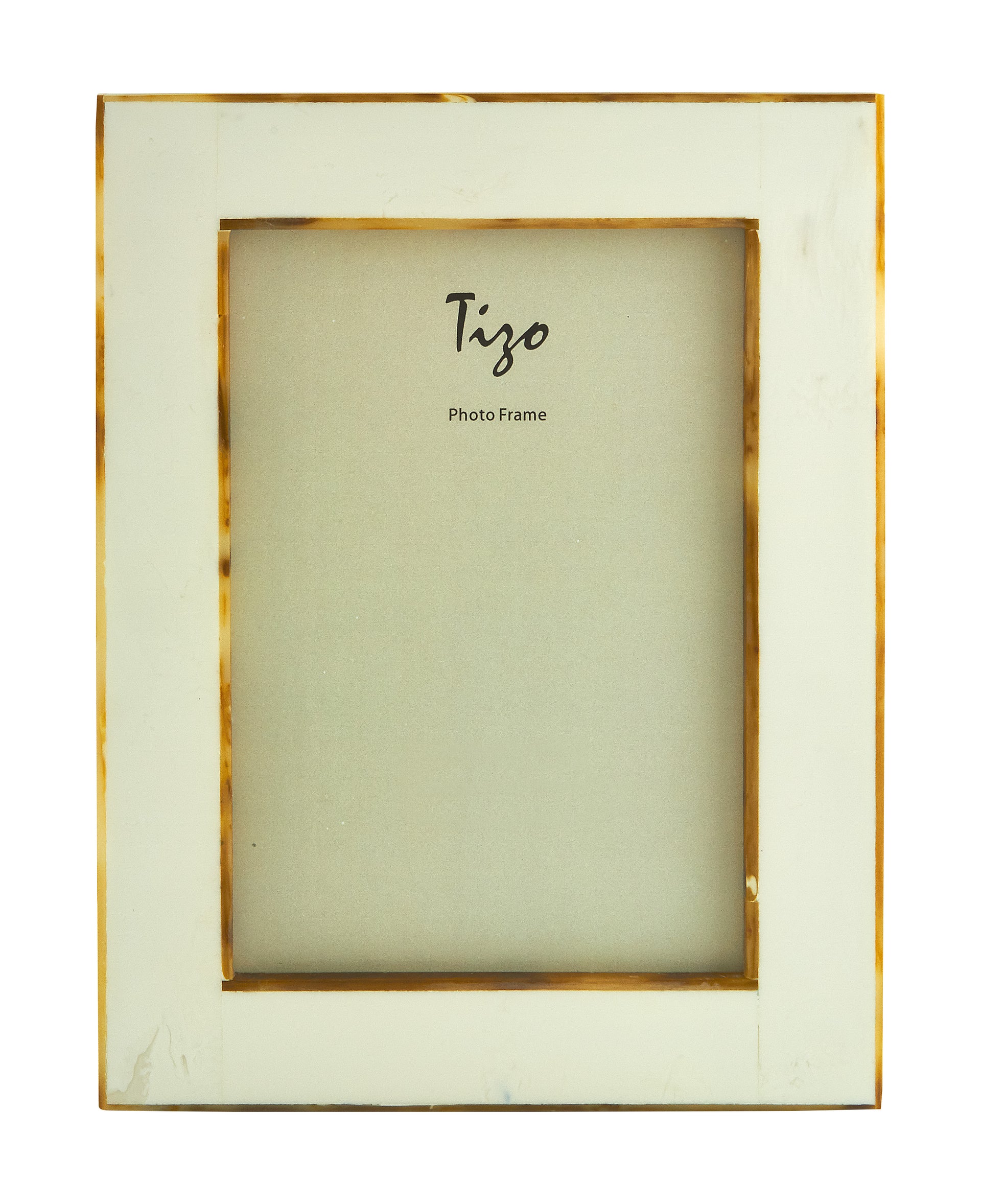 White Bone Resin w/Faux Horn Border Frame 4x6