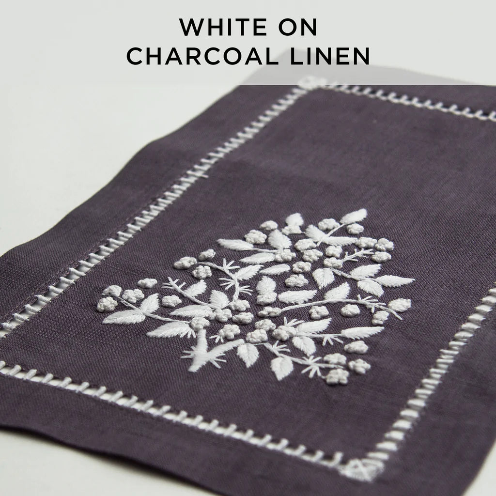 Jardin Placemat White on Charcoal Set/4