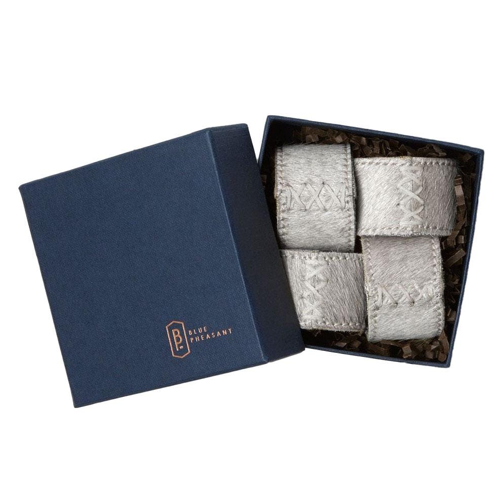 Hair-on-Hide Napkin Rings - Boxed Set of 4