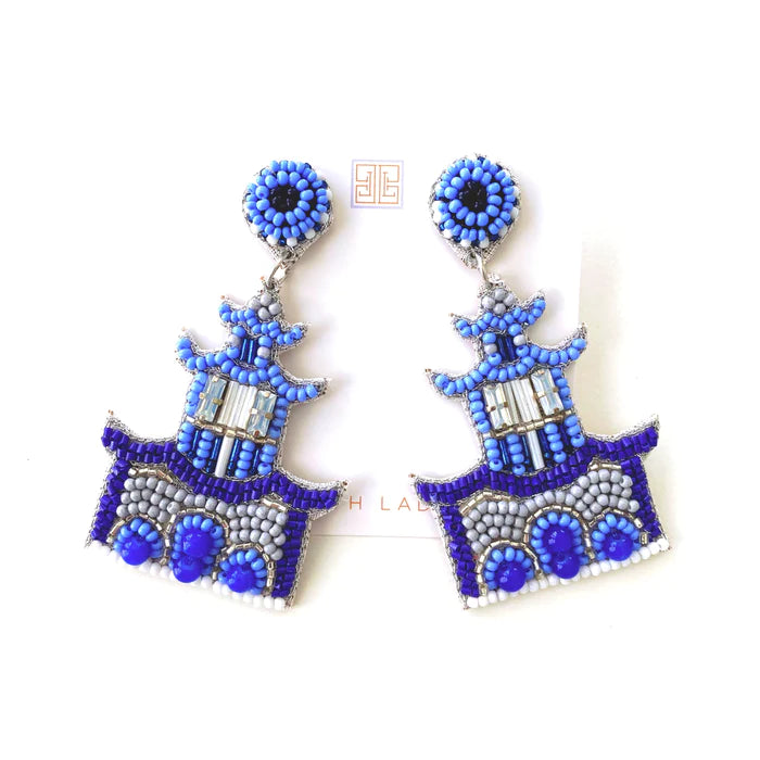 Blue Pagoda Earrings