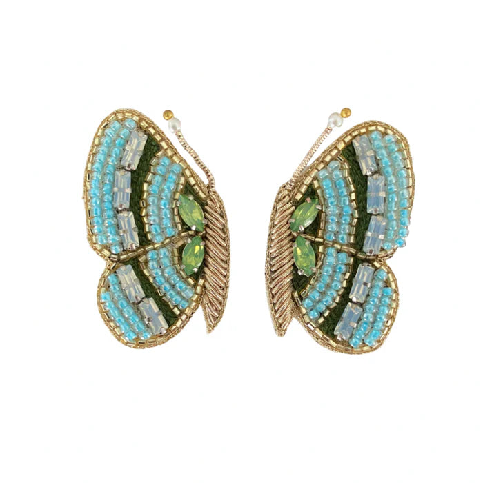 Butterfly Earrings in Blue/Green