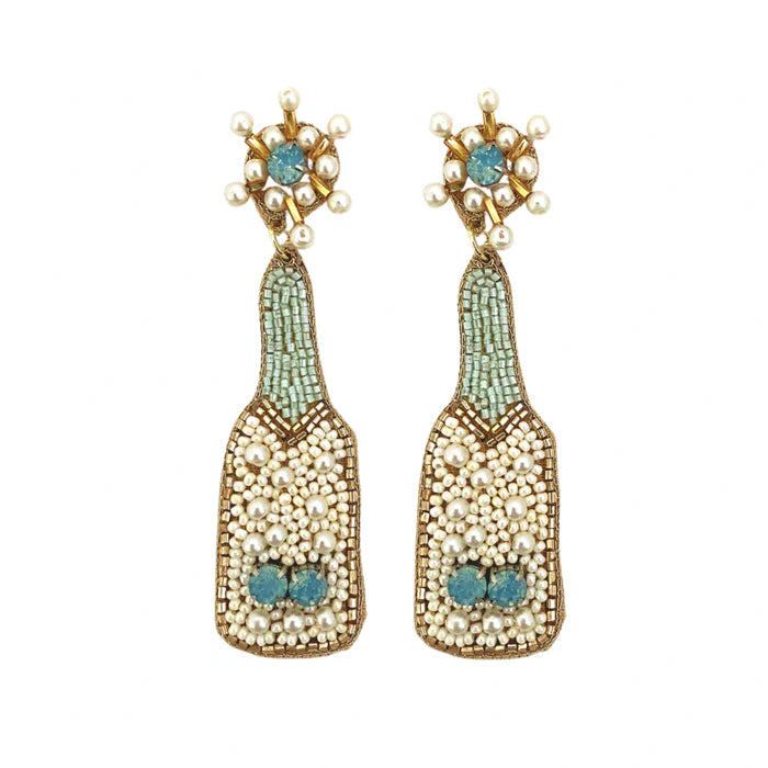 Light Blue and Pearl Champagne Earrings