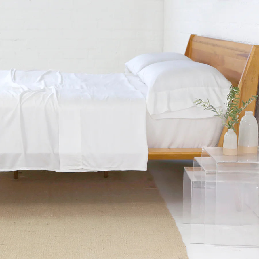 Cotton Sateen Sheets in White, California King