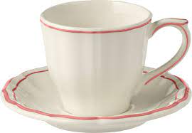 Filet Coral Tea Cups/Saucers set of 2