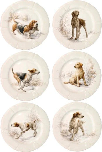 Sologne Dessert Plates Dogs Set of 6