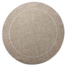 Linho Placemats Dark Natural/White Simple Round Set of 4