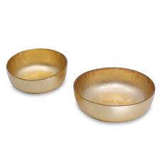 Glass Gold Foil 2pc Bowl Set