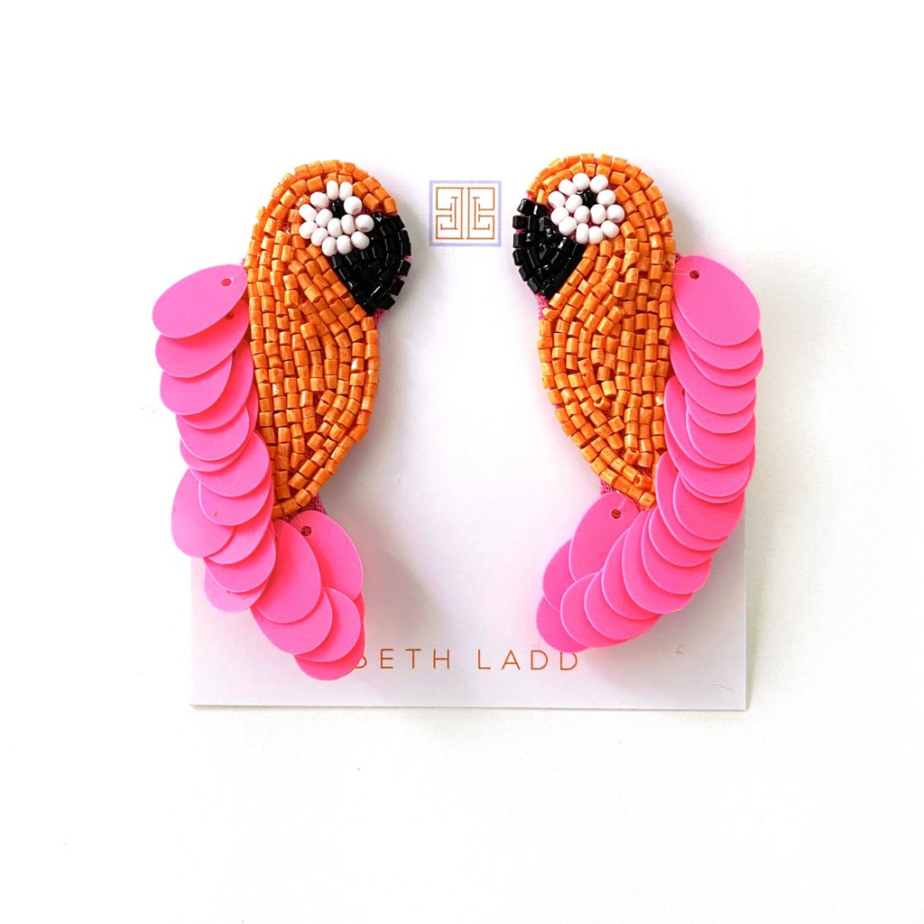 Pink/Orange Parrot earrings