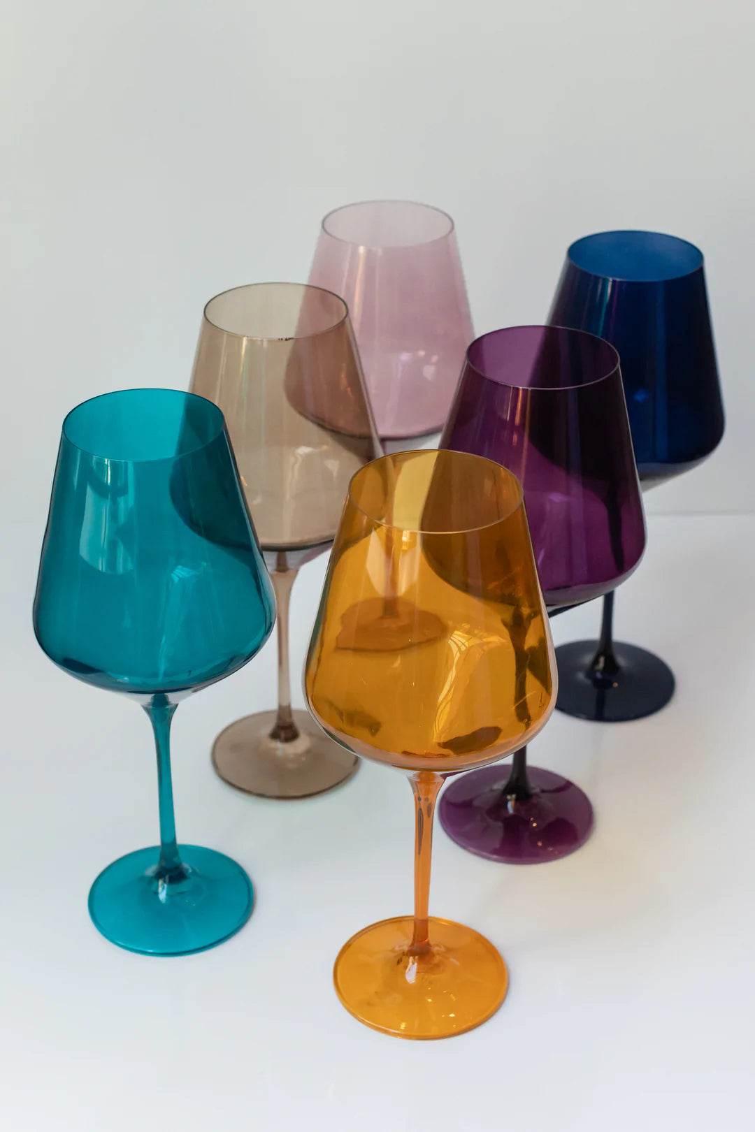 Estelle Colored Glass Tinted Stemless Wine Glasses 6-Piece Set - Mixed