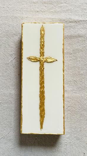Medium Gold Cross on Colored Resin with Gold Edging