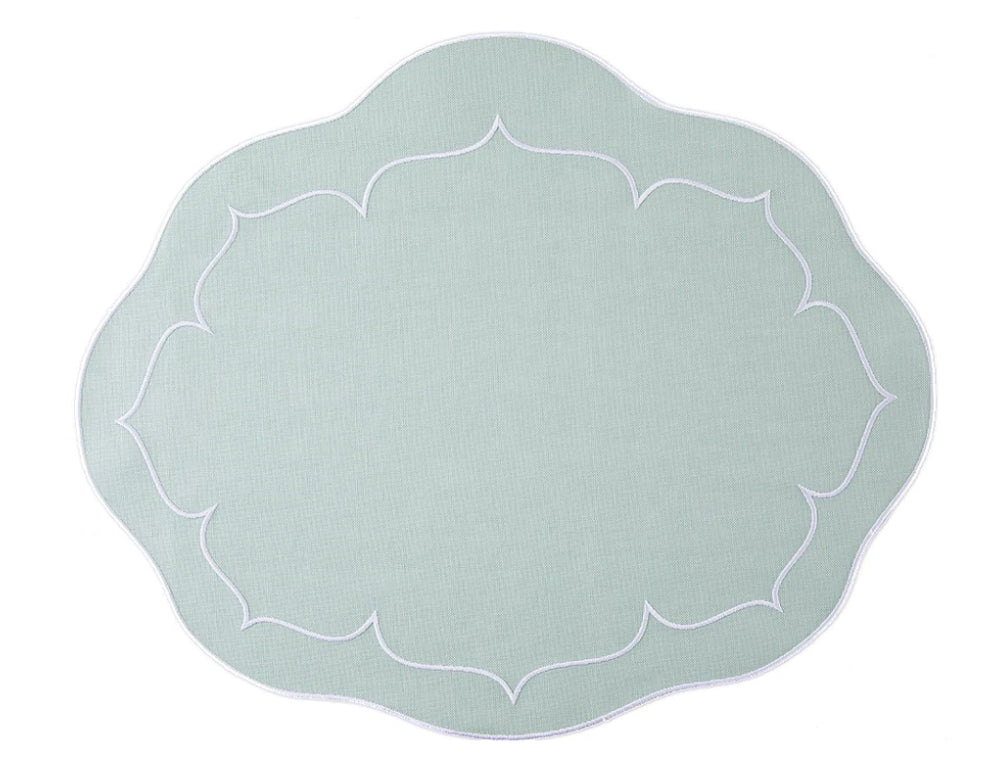 Linho Placemats Ice Blue/White Oval Set of 4