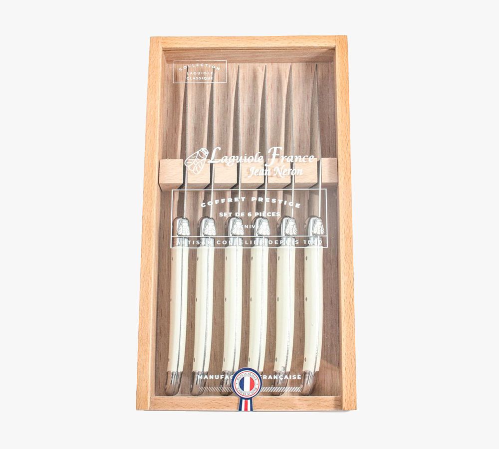 Laguiole Bone Platine Steak Knives Set/6