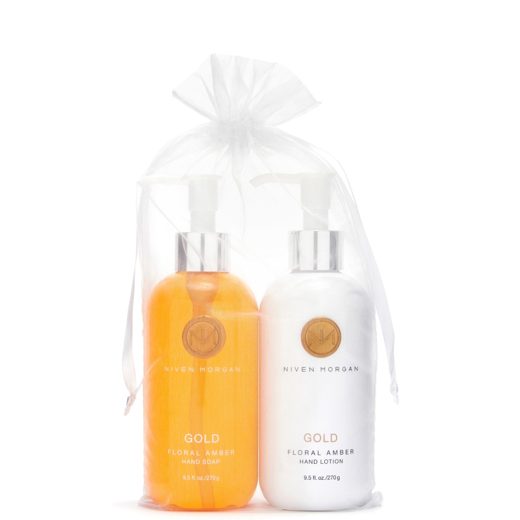 Gold Floral Amber Hand Lotion and Hand Soap Set