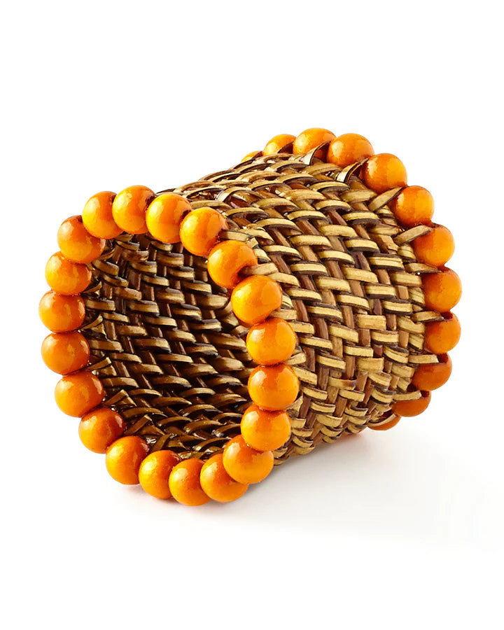Napkin Ring w/ Beads, Orange, set / 4 pcs