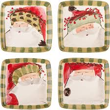 Vietri Old St. Nick Assorted Square Salad Plates - Set of 4