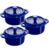 Staub Ceramic 3piece Mini Round cocotte Set - Dark Blue