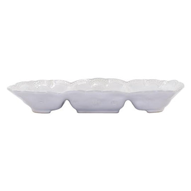 Vietri Incanto Stone White Lace Medium Three-Part Server