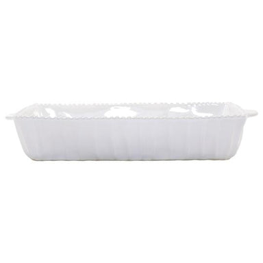 Vietri Incanto Stone White Stripe Rectangular Baker