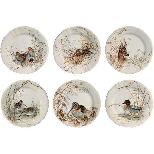 Sologne Dessert Plates, Game, Set of 6