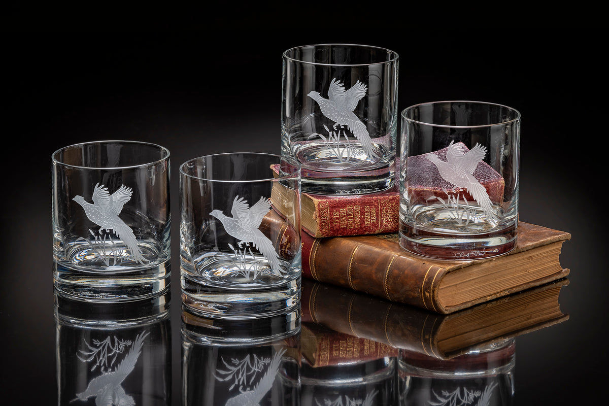 Flying Pheasant Double Old Fashioned Glasses