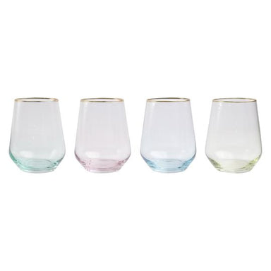 Vietri Rainbow Assorted Stemless Wine Glasses - Set of 4