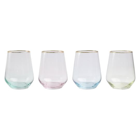 Vietri Rainbow Assorted Stemless Wine Glasses - Set of 4