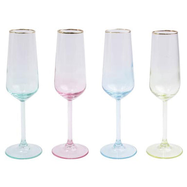 Vietri Rainbow Assorted Champagne Flutes - Set of 4