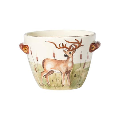 Vietri Wildlife Deer Handled Deep Serving Bowl